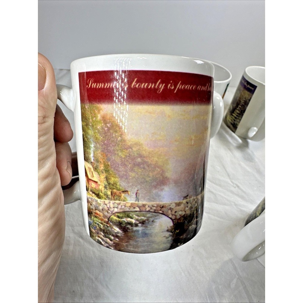 Vintage Thomas Kinkade Four Seasons Mug Set of 4 Complete Collection NOS - Picture 11 of 16